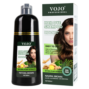 VOJO Shampoo Colorante Permanente Biologico alle Erbe 500ml Tonalità Nero/Marrone Senza Ammoniaca Senza PPD OEM Etichetta Privata - Product Image 1