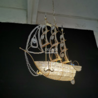 Lampes de salon, lustre en cristal en forme de bateau, luminaires suspendus en cristal