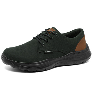 Chaussures Oxford en toile marine foncée pour hommes, durables, avec empiècement de talon contrastant et semelle extérieure épaisse grise et amortie - Product Image 3