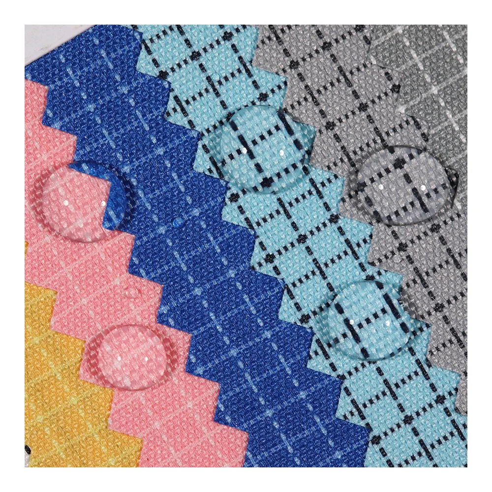 Waterproof RPET Fabric New-typed Recycled Fabrics Yarn Dyed Lattice Oxford Fabric
