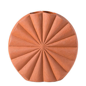 Ensemble <span class=keywords><strong>de</strong></span> vases en céramique terre cuite texturée en éventail - Vases décoratifs rustiques pour la maison et la salle à manger - Product Image 5