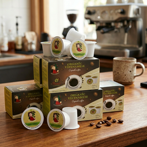 Cápsulas de café OEM de fábrica, buen precio, café vietnamita, especie Arábica, tostado oscuro, 12gr, entrega rápida, listo para exportar - Product Image 1