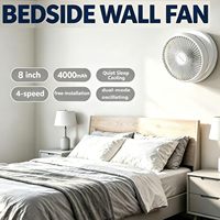 Fbootfike Tragbarer, wiederaufladbarer kleiner Tischventilator, leiser USB-Oszillationsventilator mit Nachtlicht, faltbar, wandmontierbar
