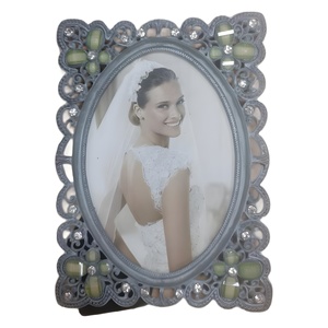 Oval Resin Photo <b>Frame</b> Silver Easel Back Freestanding Vertical Wedding Commemorative <b>Picture</b> <b>Frame</b> 885 - Product Image 5