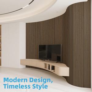 Panneaux muraux acoustiques en bois courbés Akupanel Panneau flexible cannelé Feutre et MDF Panneau acoustique à lattes en bois pour colonnes Murs incurvés - Product Image 6