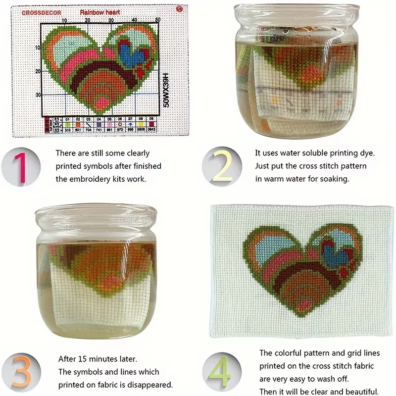 Kit de broderie, 4 pièces, points de croix estampi... - Grandado