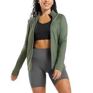 Chaqueta Deportiva Cortavientos con Cierre Completo y Cuello Alto para Mujer, con Logotipo Personalizado, Bolsillos con Cremallera Larga para Práctica de Yoga - Product Image 2
