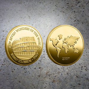 Moneta Commemorativa in Metallo Personalizzata all'Ingrosso, Le Sette Meraviglie <span class=keywords><strong>del</strong></span> <span class=keywords><strong>Mondo</strong></span>, Moneta Placcata Oro, Artigianato in Metallo Dorato - Product Image 5