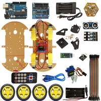 Kit de Chasis de Coche Robótico Inteligente OKY5001 4WD con Codificador de Velocidad, Seguimiento de Obstáculos Ultrasónico para Arduino, Kit de Ensamblaje