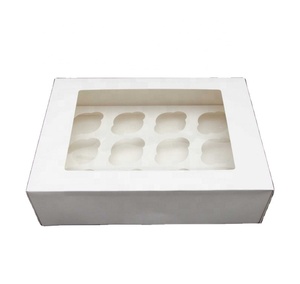 manufactur wholesale custom food bakery cup cake packing box kraft paper cupcake box with window