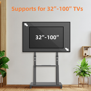 Chariot <span class=keywords><strong>TV</strong></span> de 32 à 100 <span class=keywords><strong>pouces</strong></span> de hauteur Support <span class=keywords><strong>TV</strong></span> à plancher mobile Hauteur réglable - Product Image 3