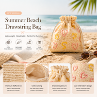Pochette personnalisable en raphia tressé pour l'été, sac en paille crocheté à la main avec doublure en coton pour femme