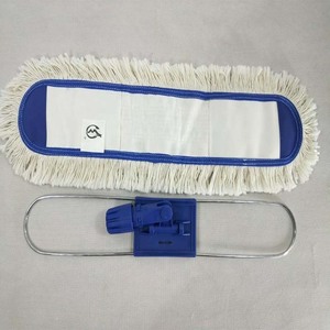 Tête de balai à poussière en coton W6535, extrémité coupée, plate, avec clip et cadre en métal pour le nettoyage ménager - Product Image 2