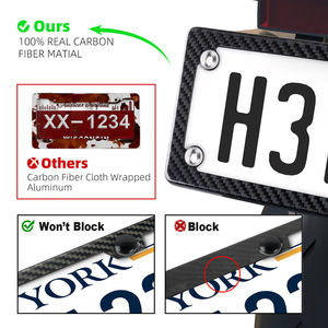 Support de plaque d'immatriculation de moto en fibre de carbone, fixation arrière, taille standard américaine, étanche, résistant à l'usure, pièce de mise à niveau - Product Image 3