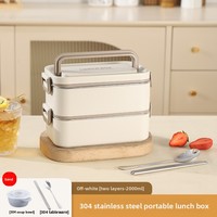 Boîte à lunch isotherme en acier inoxydable, compatible micro-ondes, grande capacité, à trois compartiments superposés avec couvercles, pour les employés de bureau