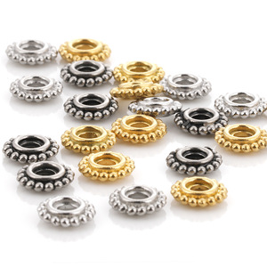 Stainless Steel Lace Wheel Beads 6mm Round Polka Dot Ring <b>Spacers</b> For DIY Bracelets Necklaces Gear Beads Accessories - Product Image 1