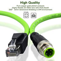 Cable de interconexión industrial M12 RJ45 para sistemas de automatización LAN, 4 pines, código D, macho, blindado, Cat6A SFTP 24AWG PVC RoHS