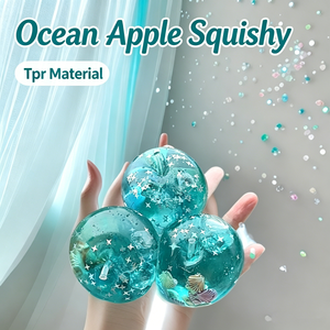 YIWUPOWER 6CM Ocean Style Apple Ice Cube Squishy Maltose Filled Handmade Ball Squeeze Toy Stress Relief Vent Fidget Toy - Product Image 3