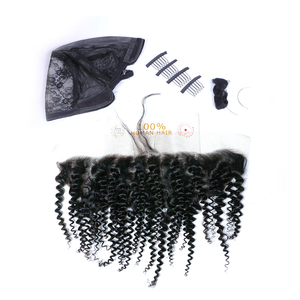 Lot de cheveux Jerry <span class=keywords><strong>Curly</strong></span> 100 % cheveux humains, 4 paquets et un frontal, un ensemble de 250 grammes pour une coiffure complète, excellent prix - Product Image 6