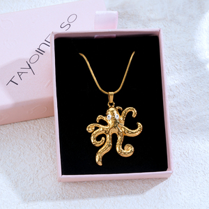 Collier pendentif pieuvre plaqué or 304 316, design animal de dessin animé en alliage, chaîne serpent, bijoux unisexe pour usage quotidien - Product Image 5