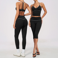 Ensemble de survêtement de sport pour femme, 6 pièces, avec leggings et soutien-gorge de sport, patchwork de couleurs contrastées, pour le yoga et le fitness, vente en gros