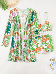 Lot <span class=keywords><strong>de</strong></span> 3 maillots <span class=keywords><strong>de</strong></span> <span class=keywords><strong>bain</strong></span> imprimés à taille haute, tankinis floraux, maillots <span class=keywords><strong>de</strong></span> <span class=keywords><strong>bain</strong></span> tropicaux à manches longues, ensemble <span class=keywords><strong>de</strong></span> trois pièces - Product Image 2