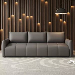 Modern Minimalist 3-Seater Microfiber Leather <b>Sofa</b>, Beige Upholstered Couch for <b>Living</b> <b>Room</b> - Product Image 3