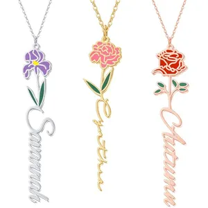 fashion jewelry birth flower pendant name necklace women fashion accessories