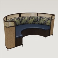 Ensemble de mobilier commercial en cuir et bois, banquette demi-courbe souple pour café et restaurant, table et chaises