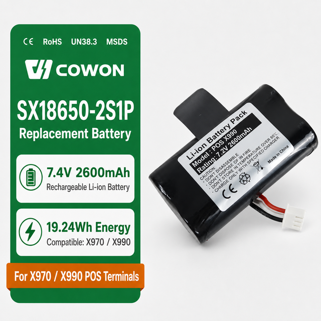 7.4V 2600mAh Lithium Ion Rechargeable Replacement Battery for SX18650-2S1P X970 X990 Wireless Pos Terminal