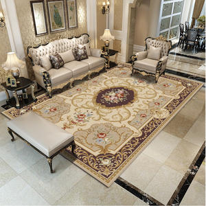 พรมห้องนั่งเล่นสไตล์ยุโรป รูปทรงสี่เหลี่ยมผืนผ้า ลายเหรียญตรา ทำจากเส้นใยโพลีเอสเตอร์ พรมตกแต่งบ้านสำหรับห้องนั่งเล่น - Product Image 1