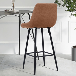 Vintage Luxury Nordic Home Kitchen Modern Brown Nigh <strong>Club</strong> High Metal <strong>Chair</strong> Pu Leather <strong>Fabric</strong> Bar Stools