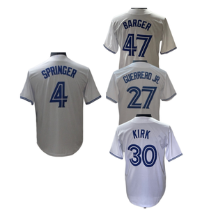 Nouveau maillot de baseball américain cousu 2026 – 27 Vladimir Guerrero Jr, 47 <span class=keywords><strong>Barger</strong></span>, 4 Springer, 34 Kevin Gausman, 30 Alejandro Kirk - Product Image 4