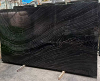 Lembaran Marmer Black Forest Poles dengan Urat Kayu Gelap untuk Dinding, Lantai, dan Meja Dapur Apartemen Villa Modern
