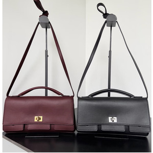 Genuine <b>Leather</b> Turn-Lock Mini Satchel, OEM/ODM Custom Factory, Women's Edgy Crossbody Purse - Product Image 1