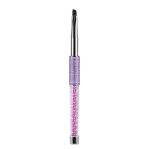 Pinceau à ongles en nylon incliné avec manche en acrylique, virole sertie, poils plats, pour peinture au gel UV LED et décoration - Product Image 1