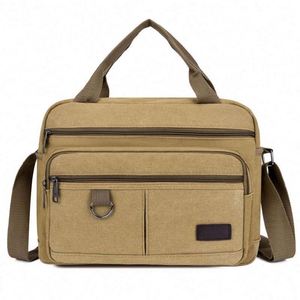 Sac à bandoulière en toile de haute qualité, petit sac à outils, multi-poches, kaki, sac messager pour homme - Product Image 1