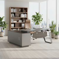 Bureau moderne en forme de L, table d'ordinateur de luxe, bureau de direction en bois, ensemble de bureaux de direction avec tiroirs, personnalisation de meubles