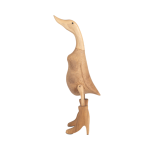 Statuetta di Anatra in Legno, Scultura Artigianale in Bambù per Arredamento Casa, Bagno, Ufficio, Soggiorno - Dettaglio - Product Image 1