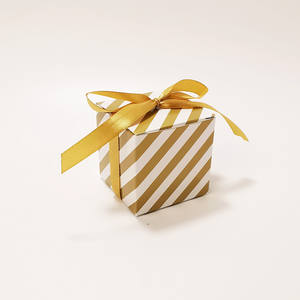 Boîte cadeau de fête en vrac à rayures dorées, petite boîte de friandises de Noël avec ruban pour fournitures de fête - Product Image 6