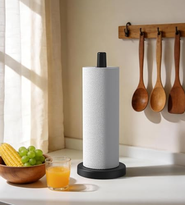 Porte-rouleau de papier essuie-tout moderne en acier inoxydable de qualité supérieure avec base noire stable pour cuisine - Product Image 4