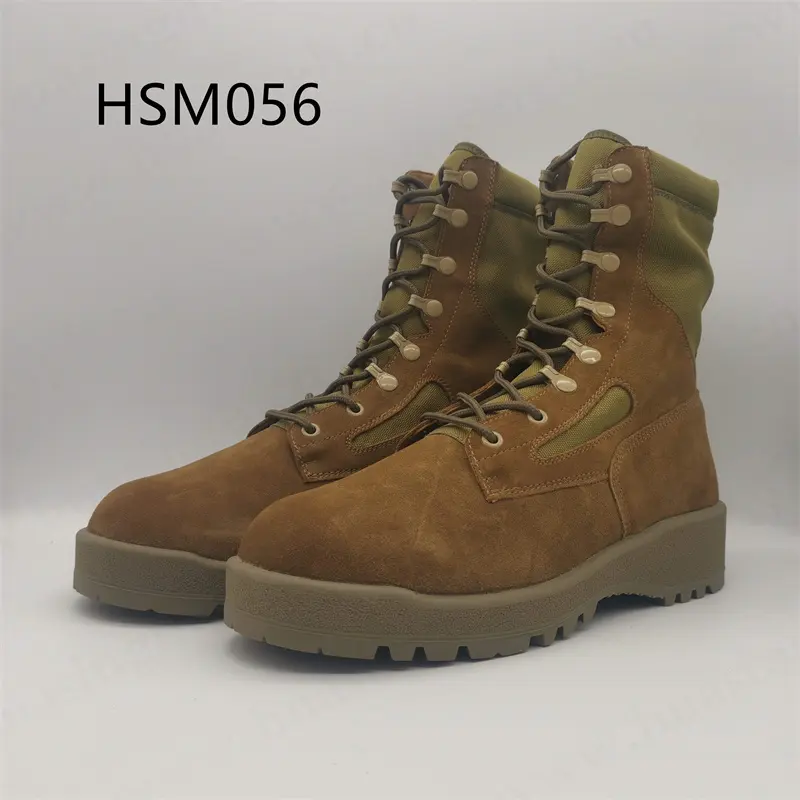 ZH non-slipping rubber outsole Belleville combat boots coyote color anti-tear suede leather marching tactical boots HSM056