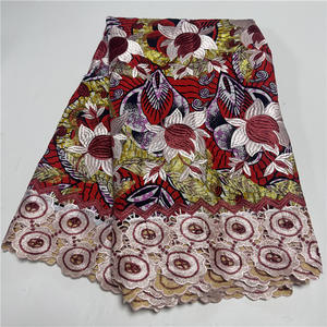 Gold Sand Grand Super African Wax Prints Tela 6 Yardas Cordón de guipur bordado de lujo de alta calidad - Product Image 1