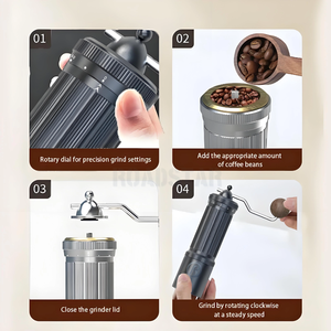 Regolazione superiore esterna regolabile in acciaio inossidabile in lega di acciaio inossidabile Burr Mini piccola mano portatile macinacaffè italiano - Product Image 6
