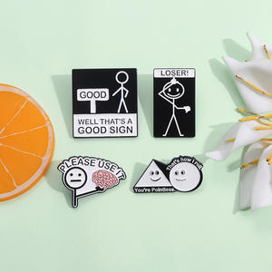 Schattige Stickman Metalen Pinnen Grappige Humoristische Citaten Mens Broches Revers Badges Hoed Letter Zacht Email Pin Voor Vrienden - Product Image 4
