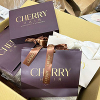 Cajas de Cartón Reutilizables para Extensiones de Cabello y Pelucas, con Logotipo Personalizado, Empaque de Lujo, Elegantes, Plegables, Color Marrón, Bolsa de Regalo de Papel con Cinta