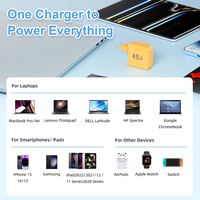 Chargeur USB-C rapide portable 45W GaN, multi-prises (EU, US, UK, AU), adaptateur secteur PD pour les voyages d'affaires