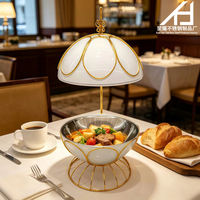 Fournitures hôtelières, chauffe-plat rond en acier inoxydable blanc de luxe 8L, ensemble de chauffe-plats pour buffet avec couvercle suspendu pour la restauration de banquets