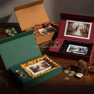 Boîte-cadeau USB <span class=keywords><strong>de</strong></span> mariage en lin <span class=keywords><strong>de</strong></span> luxe personnalisée Couverture en lin Album <span class=keywords><strong>photo</strong></span> Photos et stockage USB pour photographie - Product Image 1