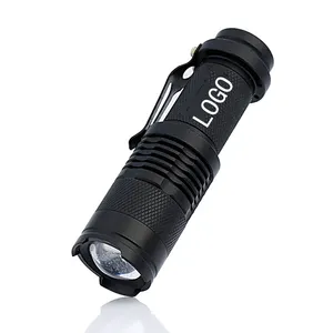 Biểu tượng tùy chỉnh (2 bên) zoom led chiến thuật đèn pin sạc xách tay Mini torch đèn pin